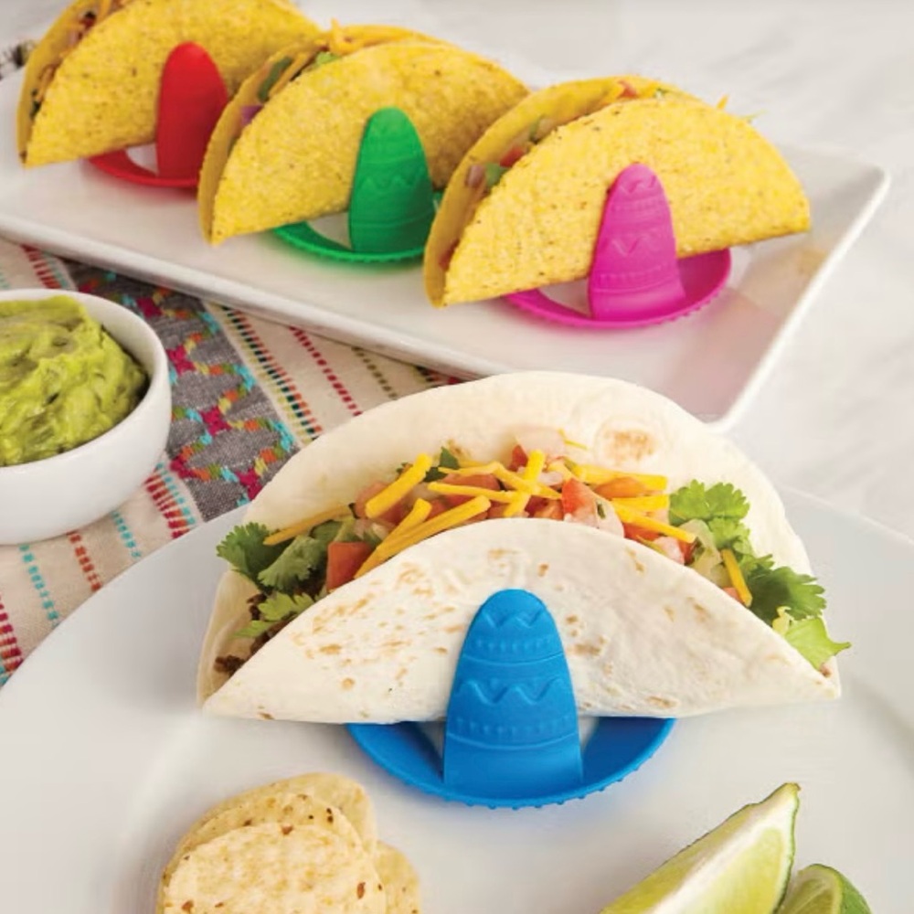 Colorful Sombrero Hat Taco Holders Set